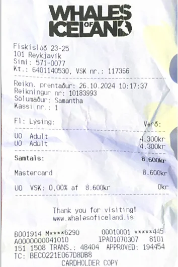 Ticket du Whales of Iceland