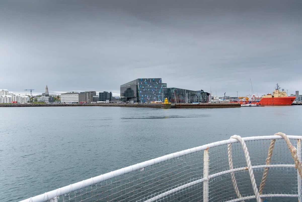 Reykjavik depuis le bateau de l'excursion baleines