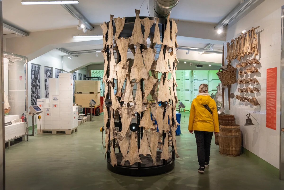 une personne qui marche dans un musée avec des œuvres d'art moderne