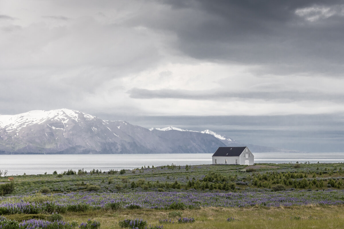 Paysage à Husavik avec la baie de Skjálfandi