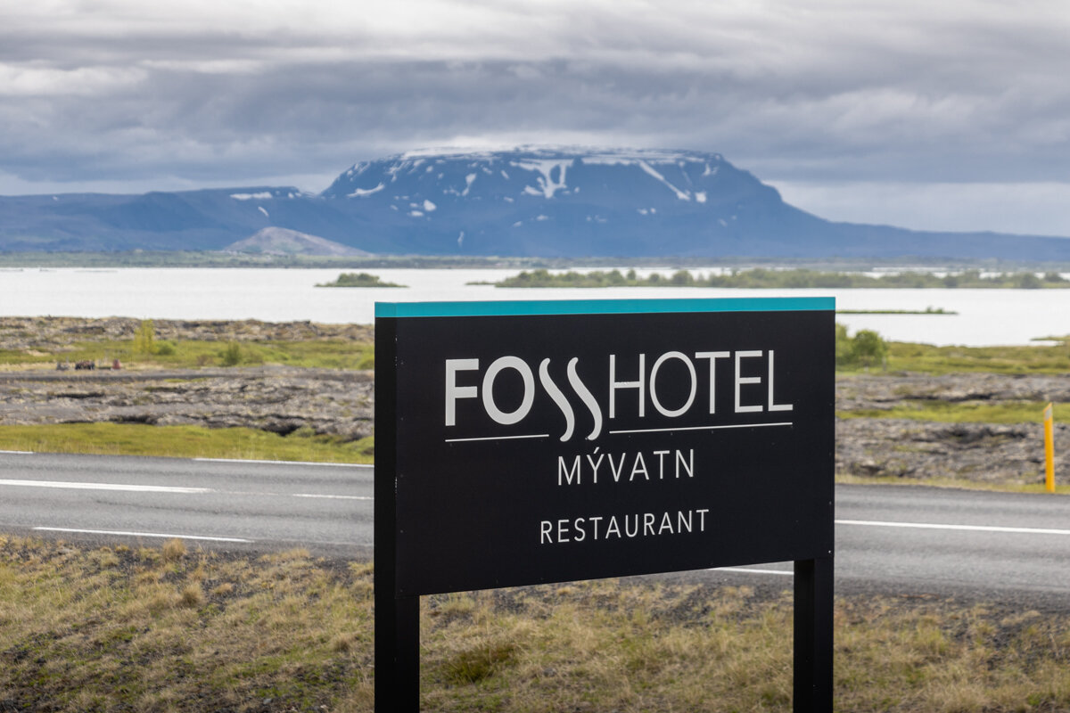 Pancarte de l'hôtel Fosshotel de Myvatn