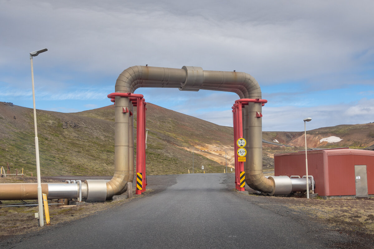 Tuyaux de transport de gaz en Islande à Myvatn