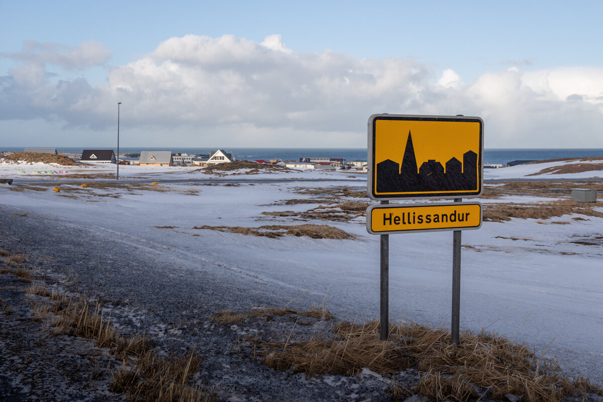 Panneau d'Hellisandur à Snaefellsnes