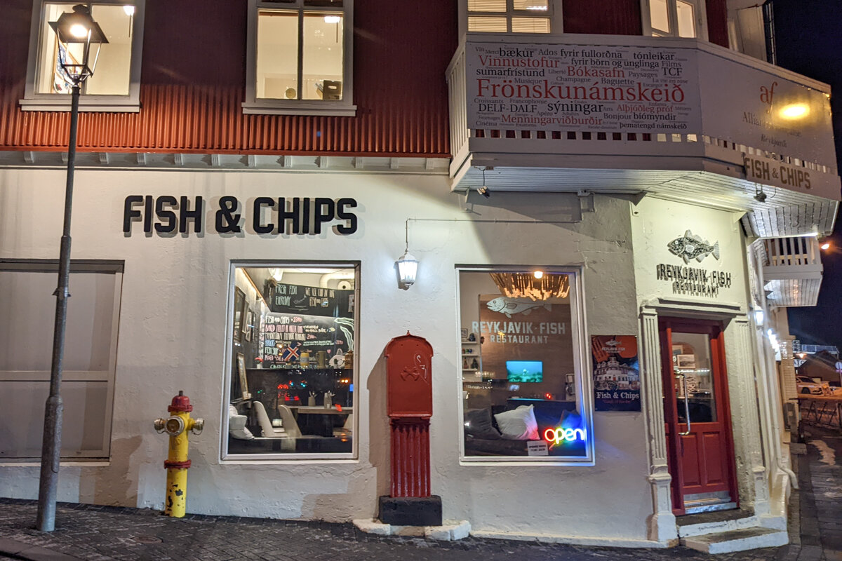 Façade du restaurant Fish and Chips de Reykjavik