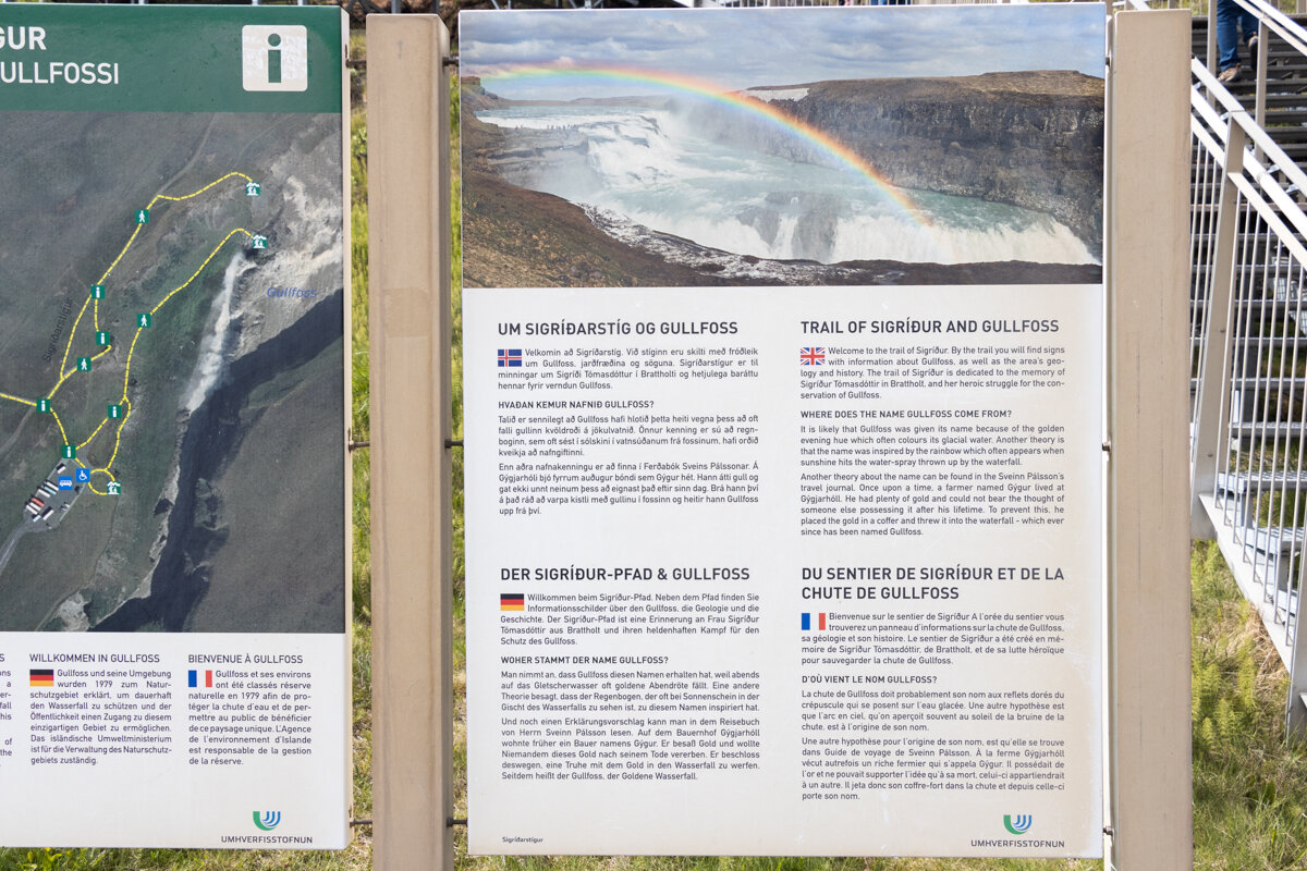 Panneau indicatif sur le site de Gullfoss